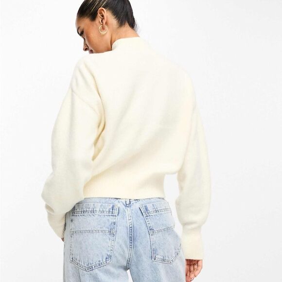 & Other Stories Anthropologie Cream Mock Neck Sweater Sz L - Picture 2 of 8
